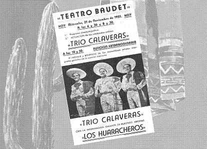 Programa de Los Huaracheros en una actuación con Los Calaveras.