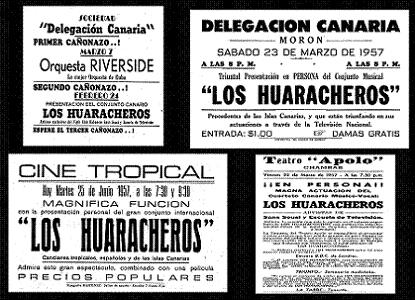 Programas de actuaciones de Los Huaracheros en Cuba.