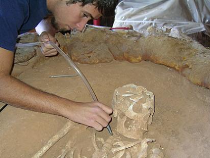 Proceso de excavación arqueológica del Bloque 131 mediante procedimiento de microaspiración